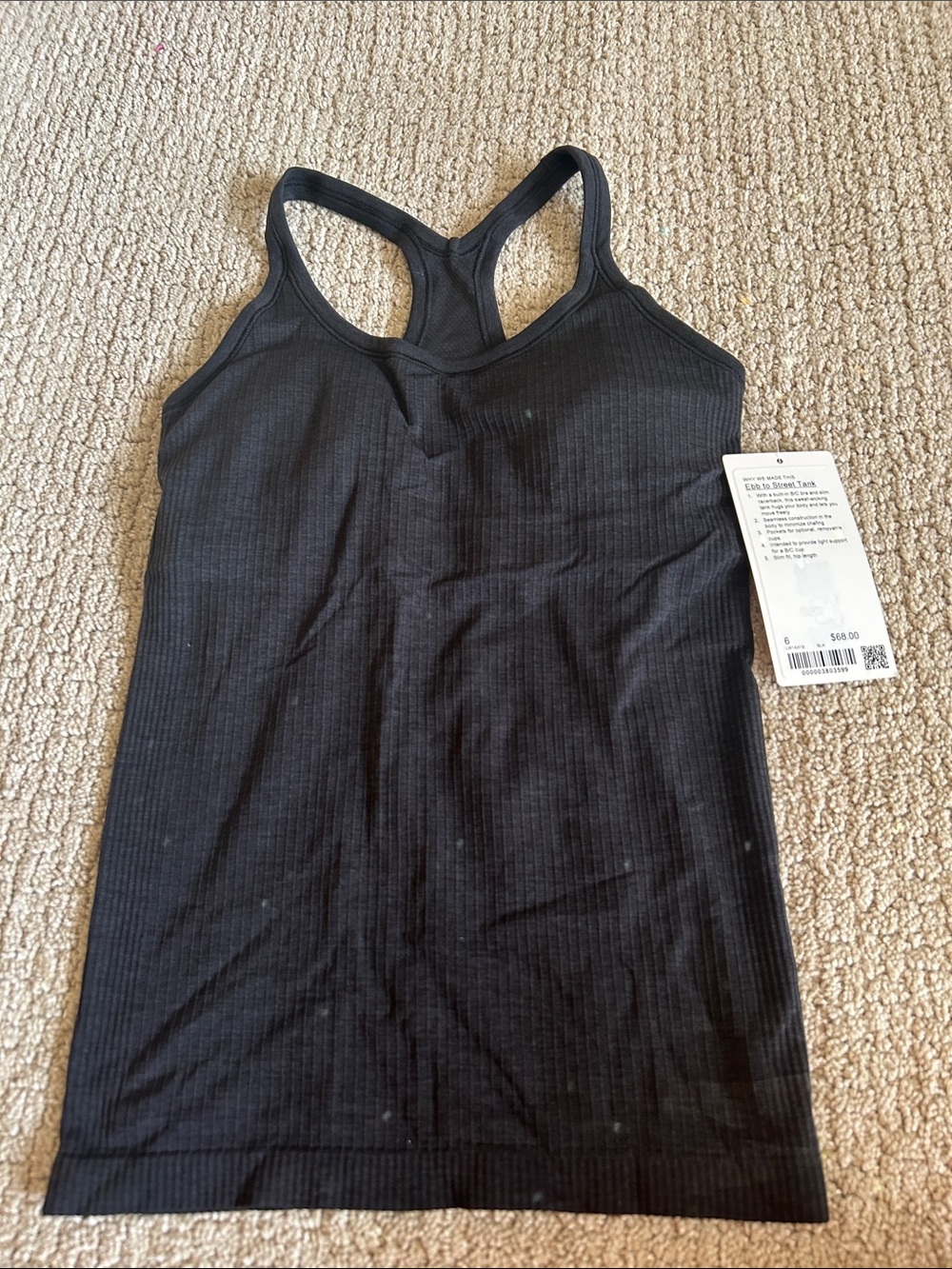 Lululemon Ebb to street Tank black NWT black $68